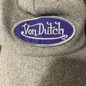 Von Dutch gently worn vintage 2002-2006 ish Grey felt and purple mesh